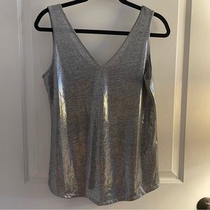 White House Black Market Medium Silver Tank